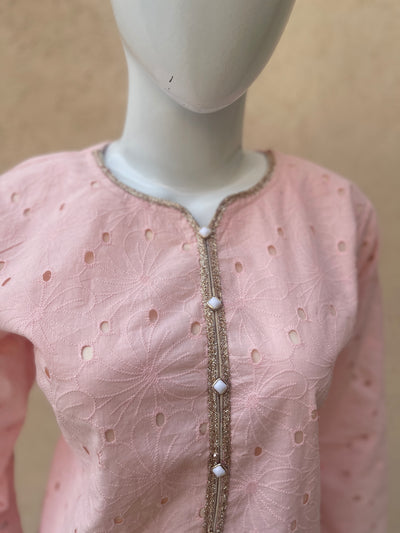 2-Piece Peach Chikenkari Shirt with Gharara LL0894