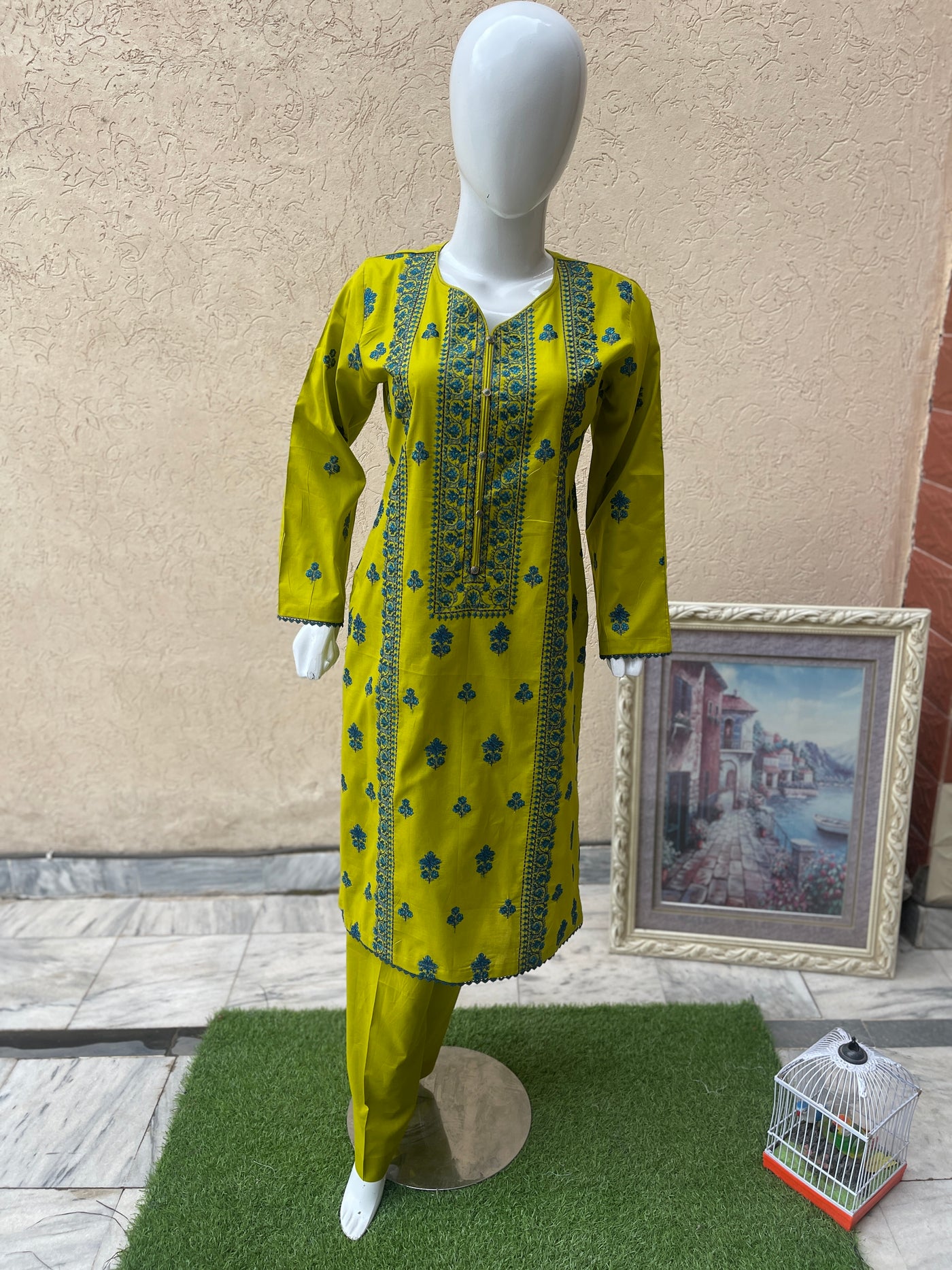 2-Piece Yellow Embroidered Lawn Suit - LL0860