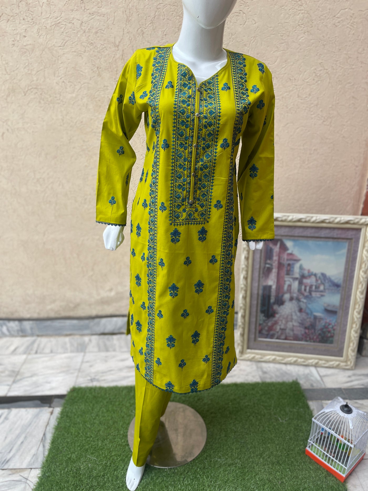 2-Piece Yellow Embroidered Lawn Suit - LL0860