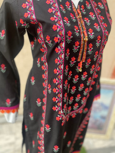 2-Piece Black Embroidered Lawn Suit - LL0858