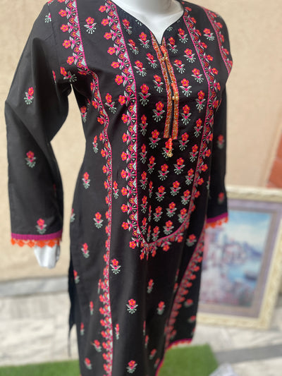 2-Piece Black Embroidered Lawn Suit - LL0858