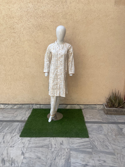 2pc Off White Chikenkari Suit – LL0907