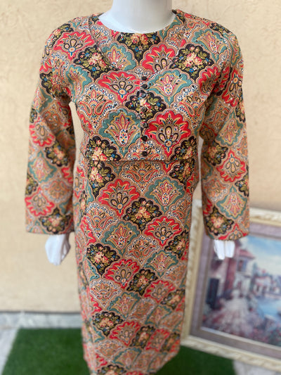 2pc Printed Chikenkari Shirt and Trouser with Coat – LL0909