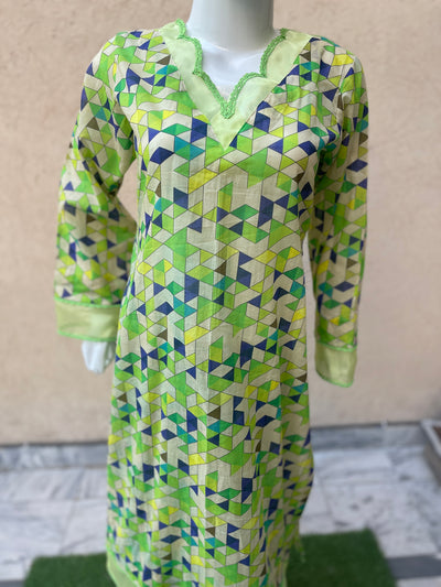 2pc Parrot Green Lawn Suit – LL0910