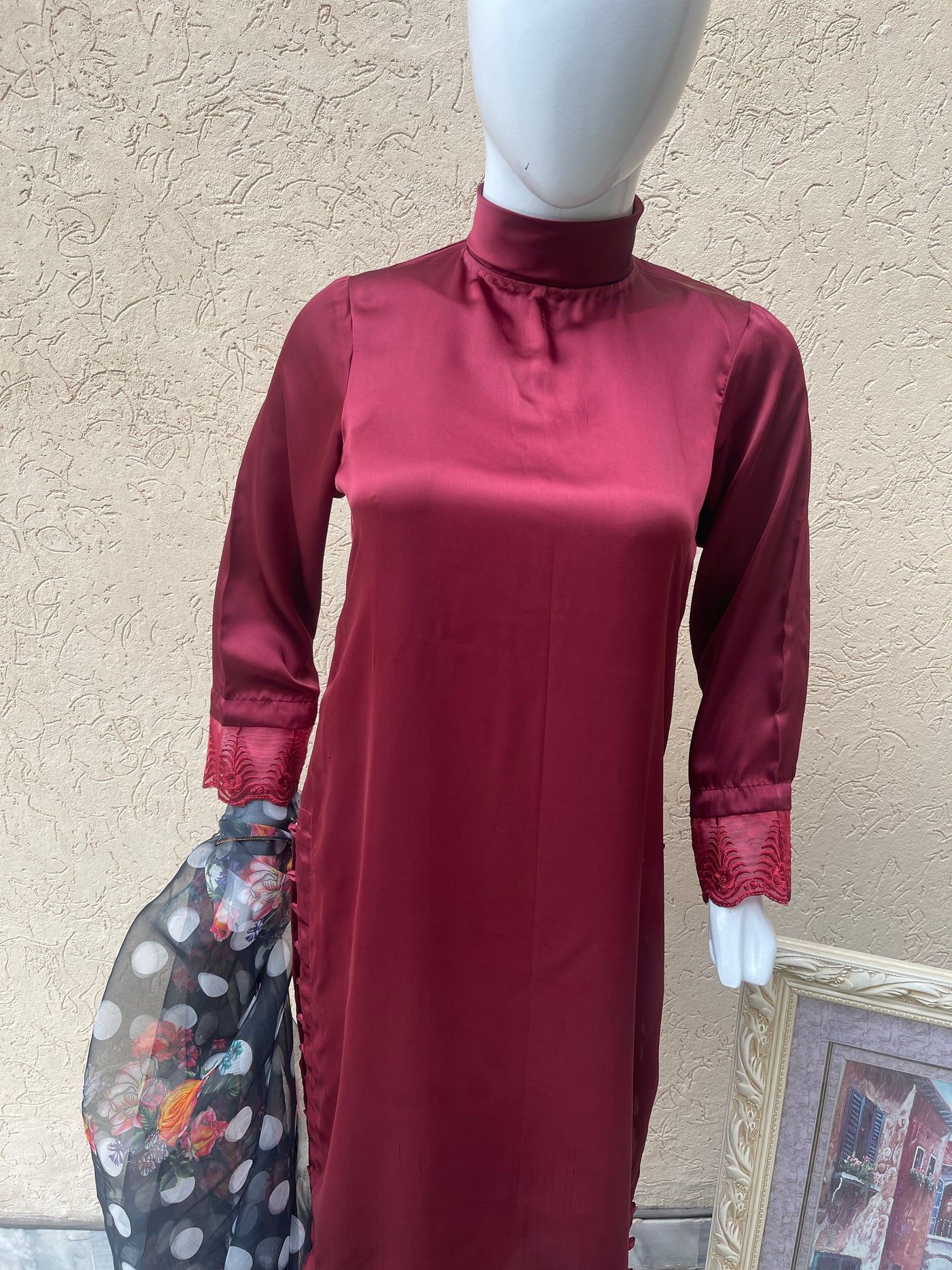 Silk Maroon Suit 2pc LL0826