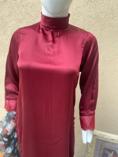 Silk Maroon Suit 2pc LL0826