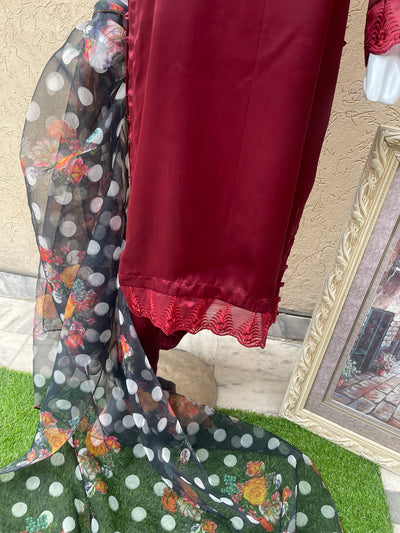 Silk Maroon Suit 2pc LL0826