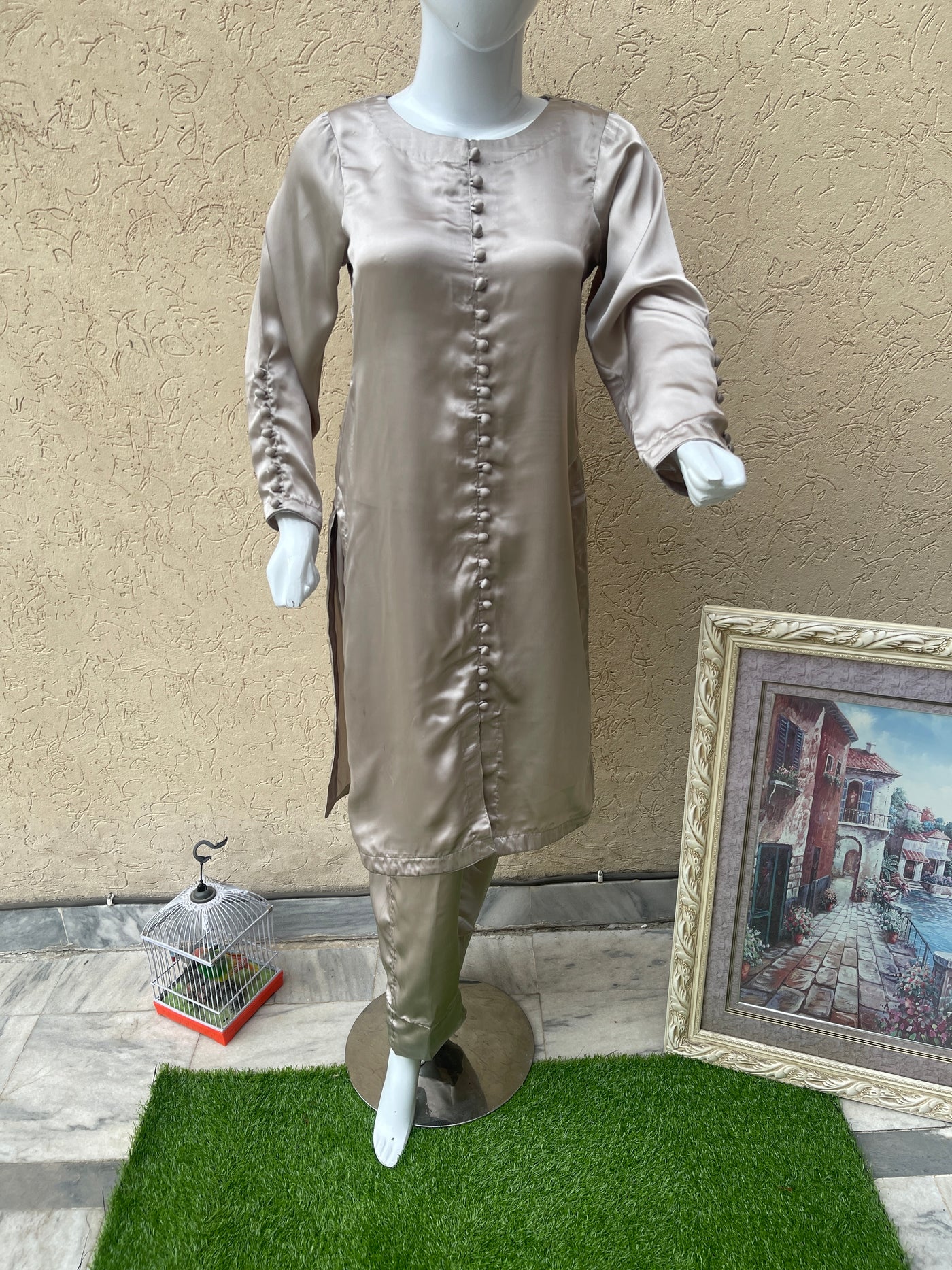 Silk Ivory 2pc Silk Suit LL0828