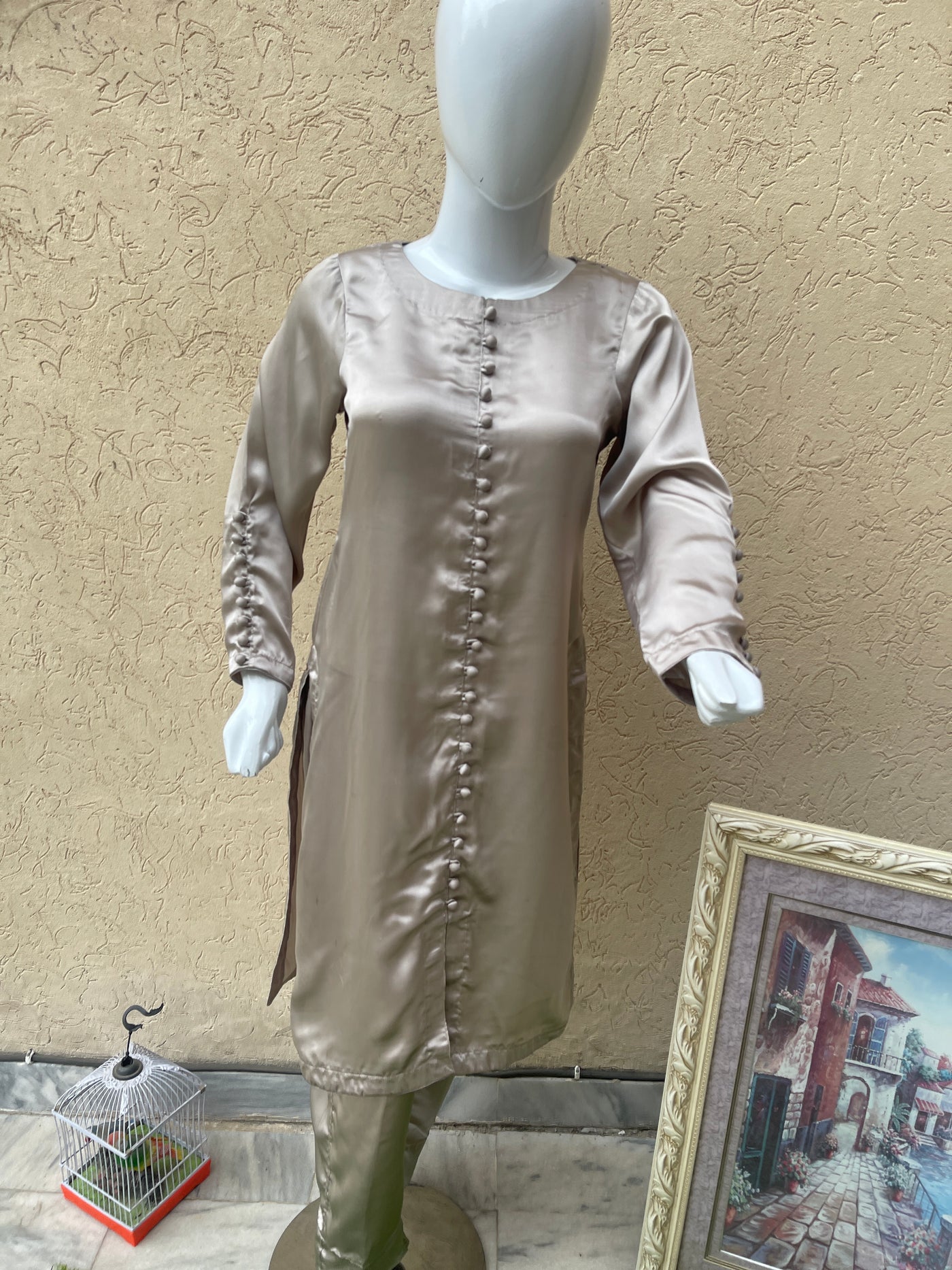 Silk Ivory 2pc Silk Suit LL0828