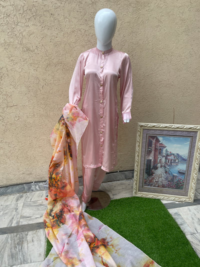 Silk Pink 2pc Silk Suit LL0827