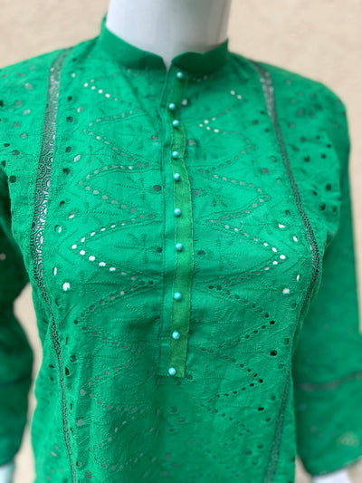 Green chikenkari shirt (1pc) LL0838