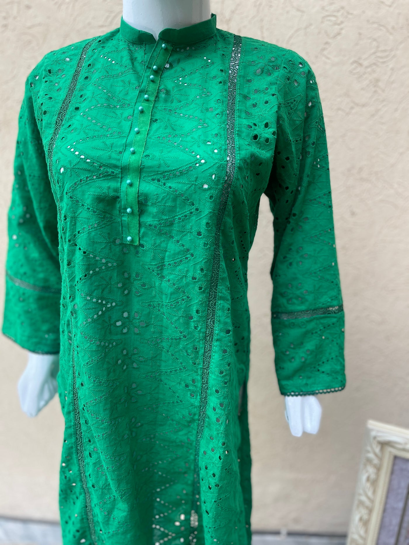 Green chikenkari shirt (1pc) LL0838