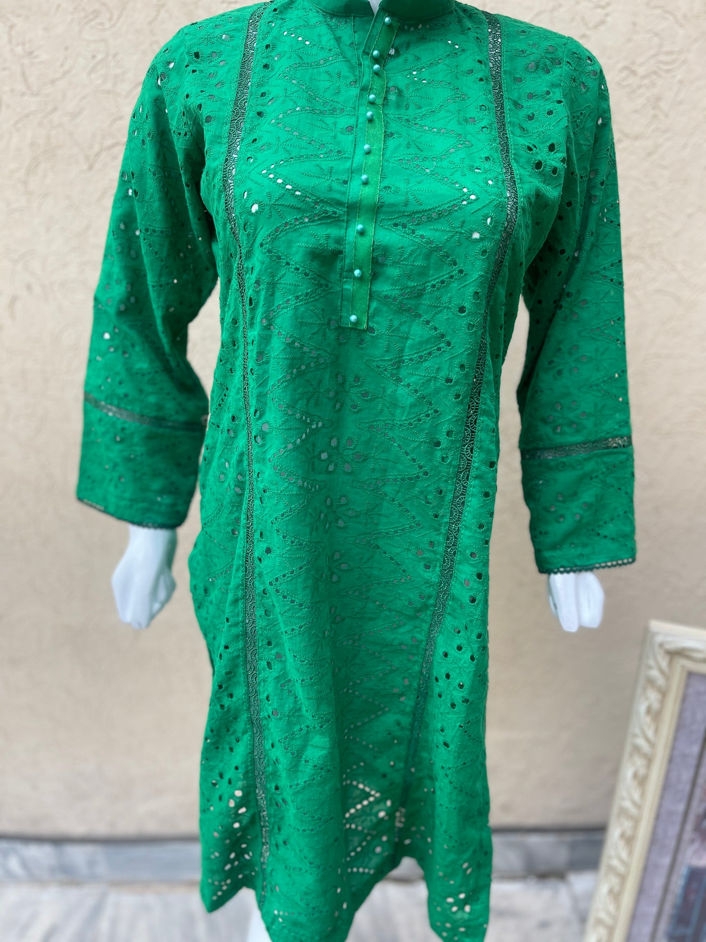 Green chikenkari shirt (1pc) LL0838