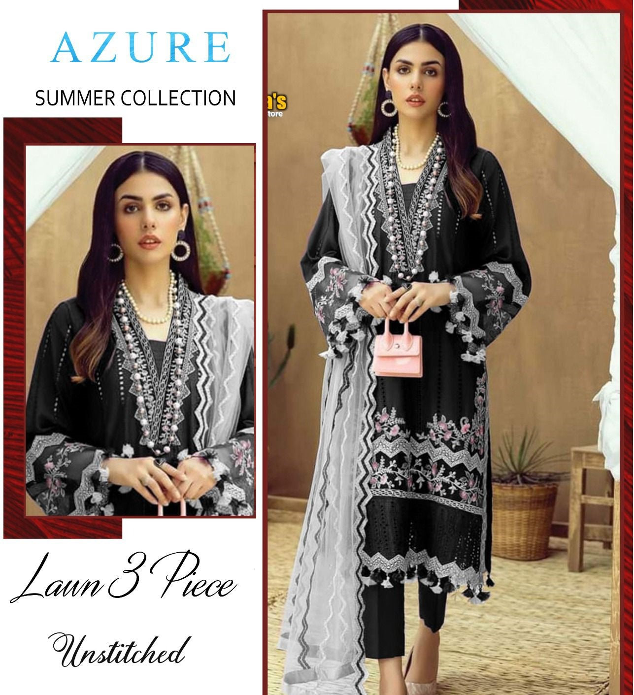 Luxurious 3-Piece Azure Replica Unstitched Suit LL0880