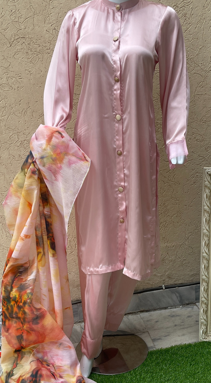 Silk Pink 2pc Silk Suit LL0827