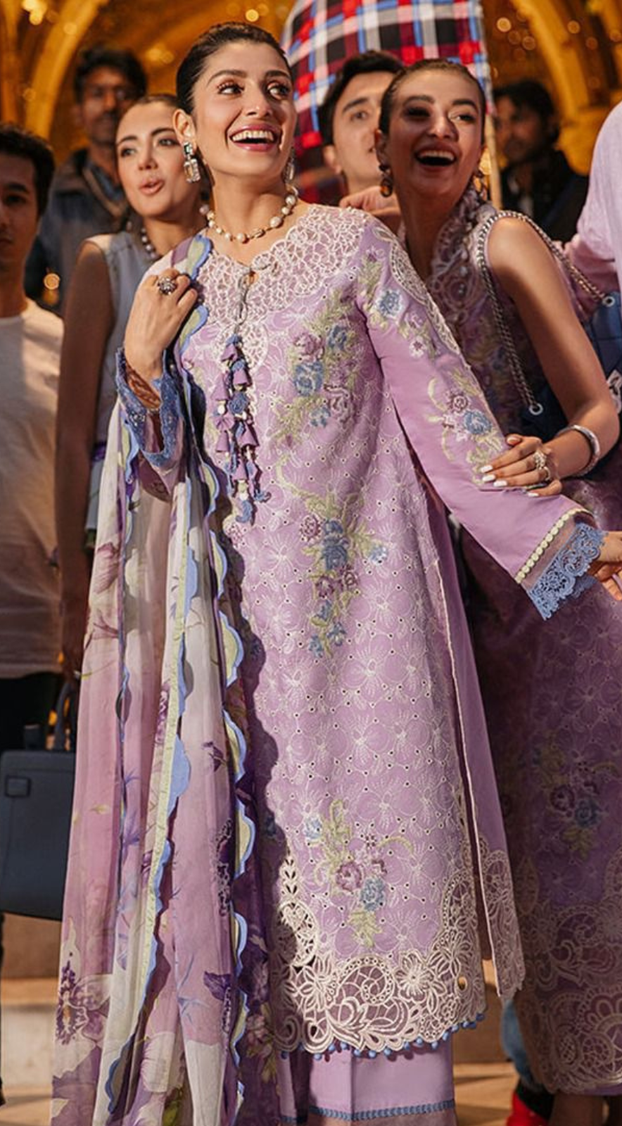 Unstitched - 3pc Light Purple Chikenkari with Silk Dupatta LL0889